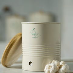 Gourmet Garlic Container with Wooden Lid