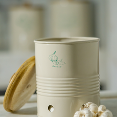 Gourmet Garlic Container with Wooden Lid