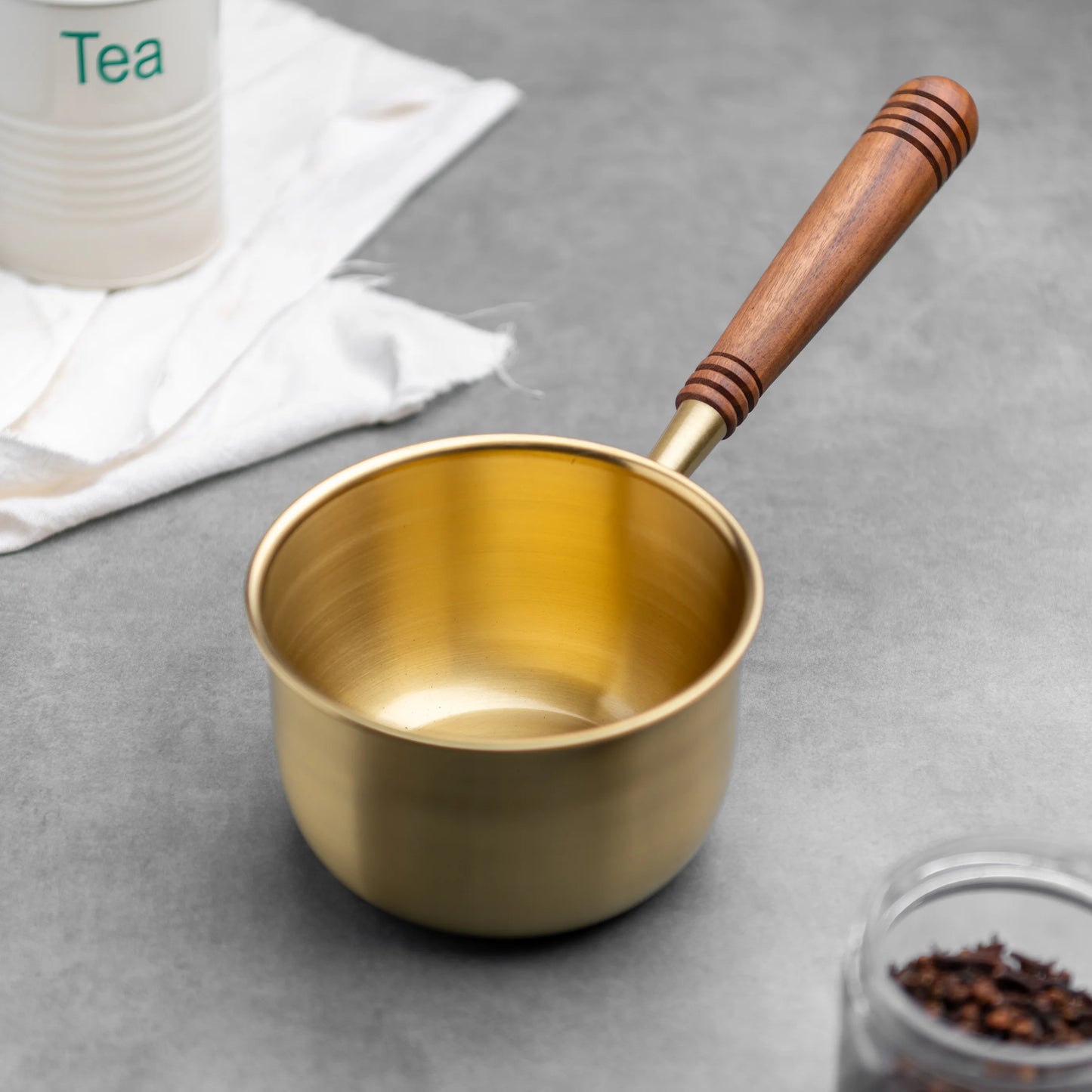 Panache Brass Tea pan with wooden Handle