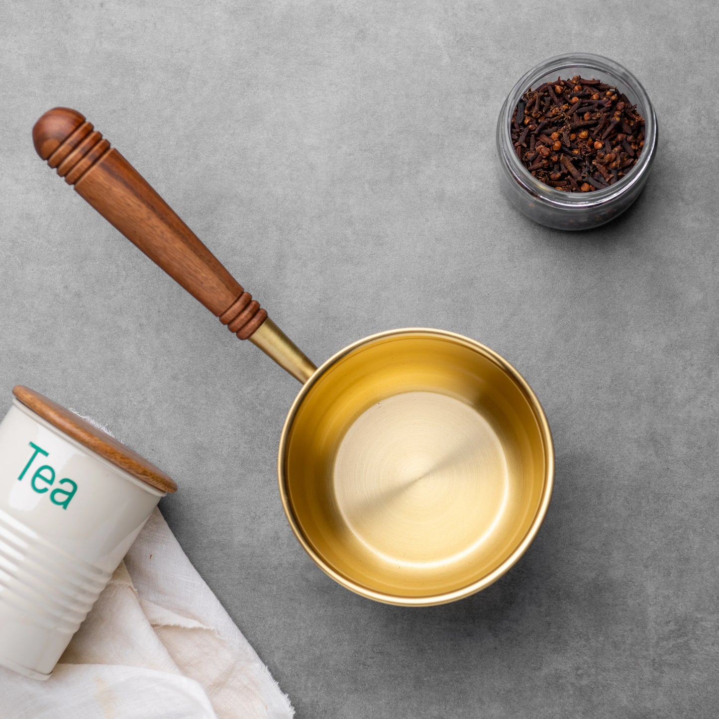 Panache Brass Tea pan with wooden Handle