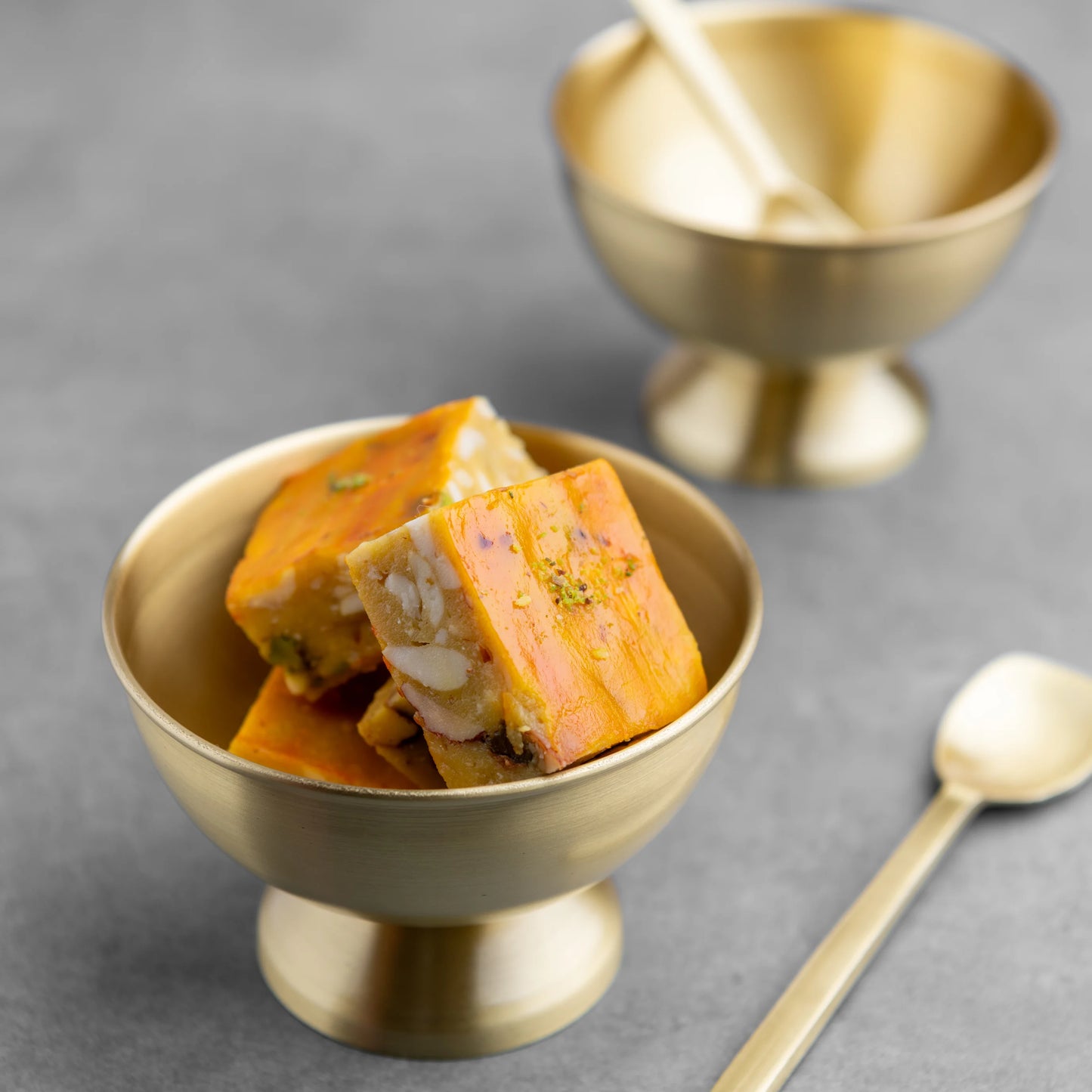 Aurum Brass Dessert Bowl and Spoon