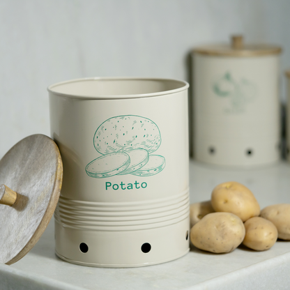 Gourmet Potato Container with Wooden Lid