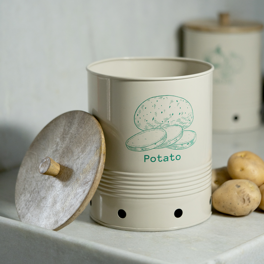 Gourmet Potato Container with Wooden Lid