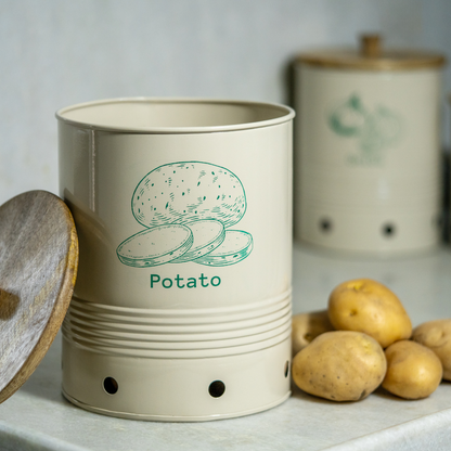 Gourmet Potato Container with Wooden Lid