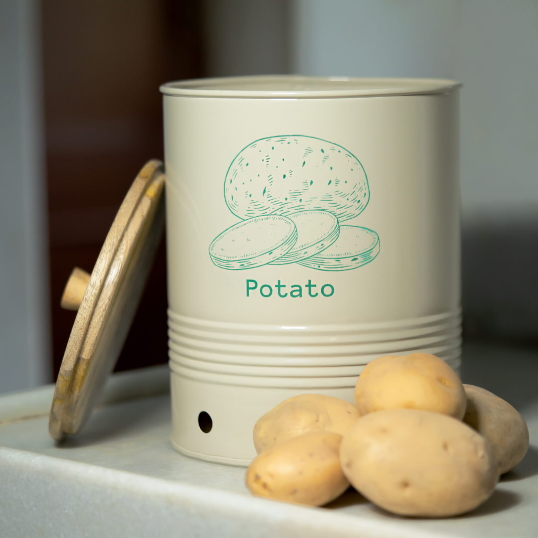 Gourmet Potato Container with Wooden Lid