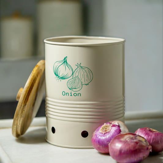 Gourmet Onion Container with Wooden Lid