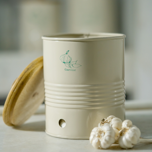 Gourmet Garlic Container with Wooden Lid