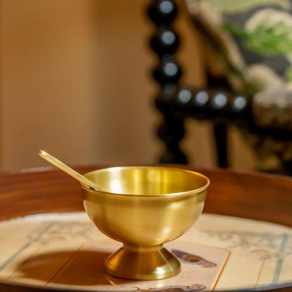 Aurum Brass Dessert Bowl and Spoon