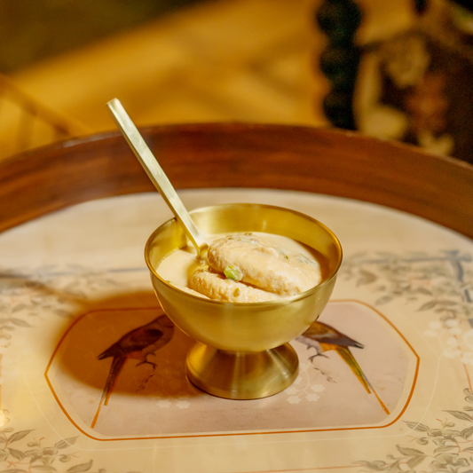 Aurum Brass Dessert Bowl and Spoon