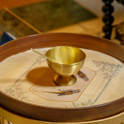 Aurum Brass Dessert Bowl and Spoon