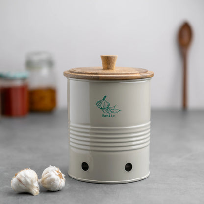 Gourmet Garlic Container with Wooden Lid