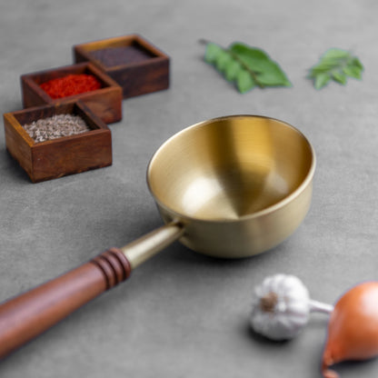 Panache Brass Tadka Pan with Wooden Handle