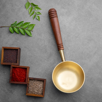 Panache Brass Tadka Pan with Wooden Handle